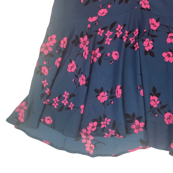 Torrid Blouse Size 3X Floral Floaty Flutter Sleeves Petrol Blue Pink Tunic Plus - Picture 5 of 9